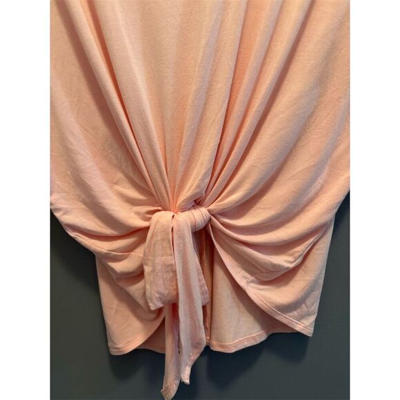 Zenana Women's V-Neck Front Tie T-Shirt Pink Size M Casual Spring - Picture 2 of 9